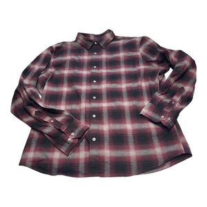 Apt. 9 Flannel Shirt Men's XL Red Black Check Stretch Standard Fit Button-Up